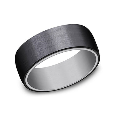 Benchmark 8mm Black Titanium + White Gold Wedding Band