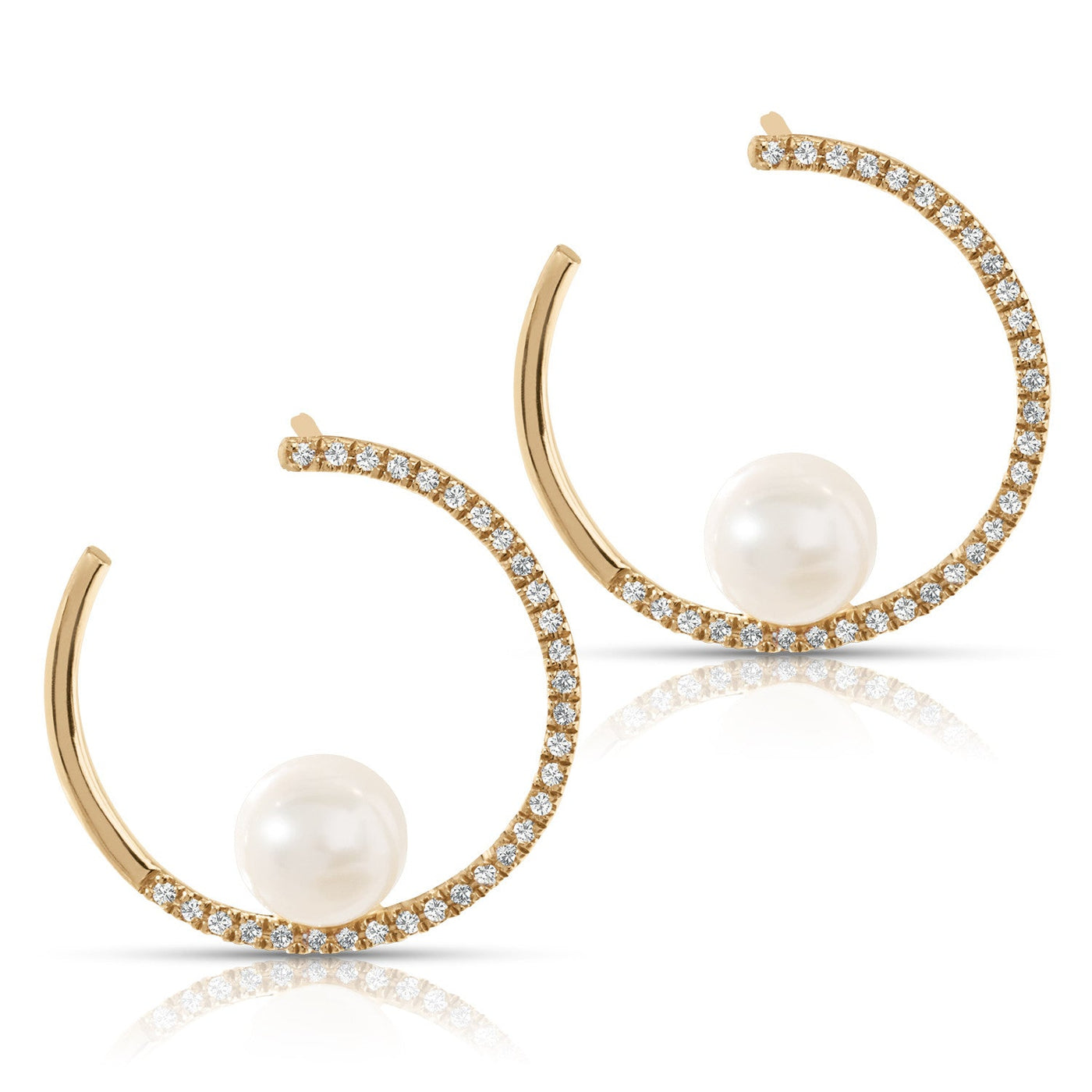 Kravit Jewelers 14k Yellow Gold Diamond & Pearl Hoop Earrings