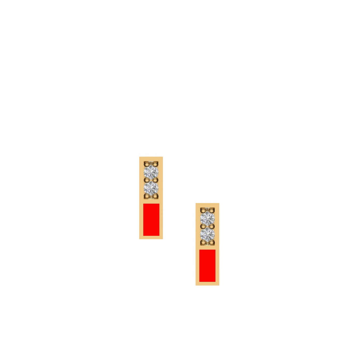 Kravit Jewelers 14k Yellow Gold Diamond & Enamel Mini Stick Earrings