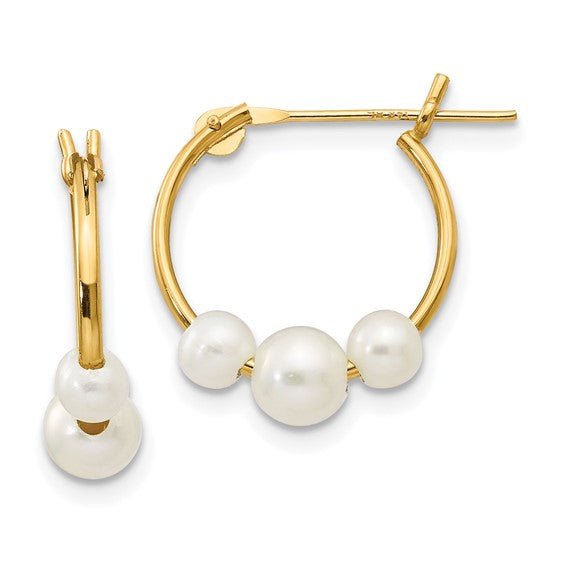 Kravit Jewelers 14k Yellow Gold Pearl Hoop Earrings