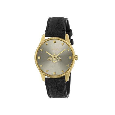 Gucci G-Timeless 36mm Black Leather Watch