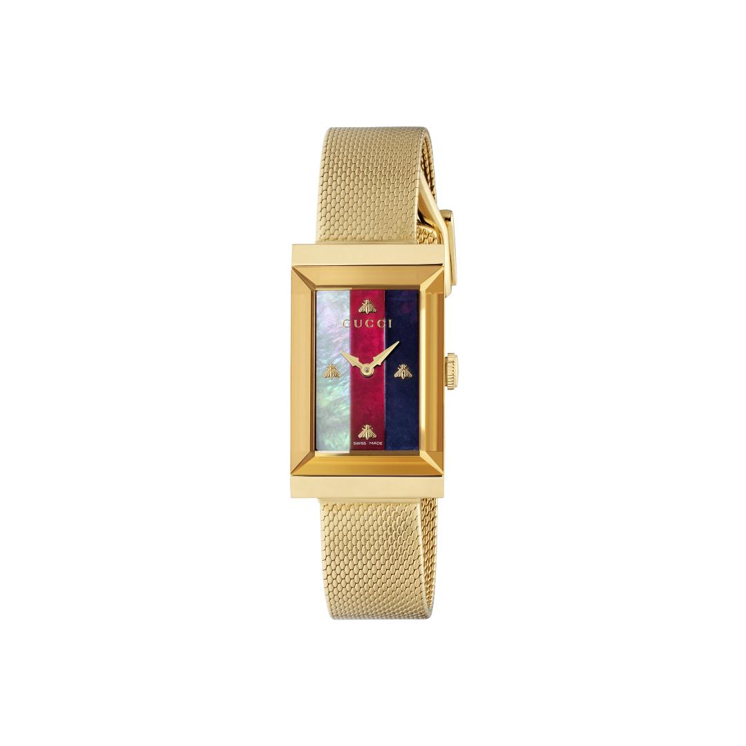 Gucci G-Frame Gold Toned Mesh Women's Watch