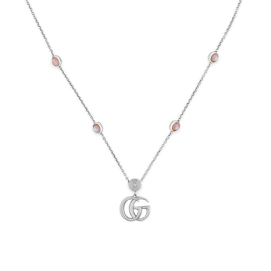 Gucci Silver Mother of Pearl GG Necklace