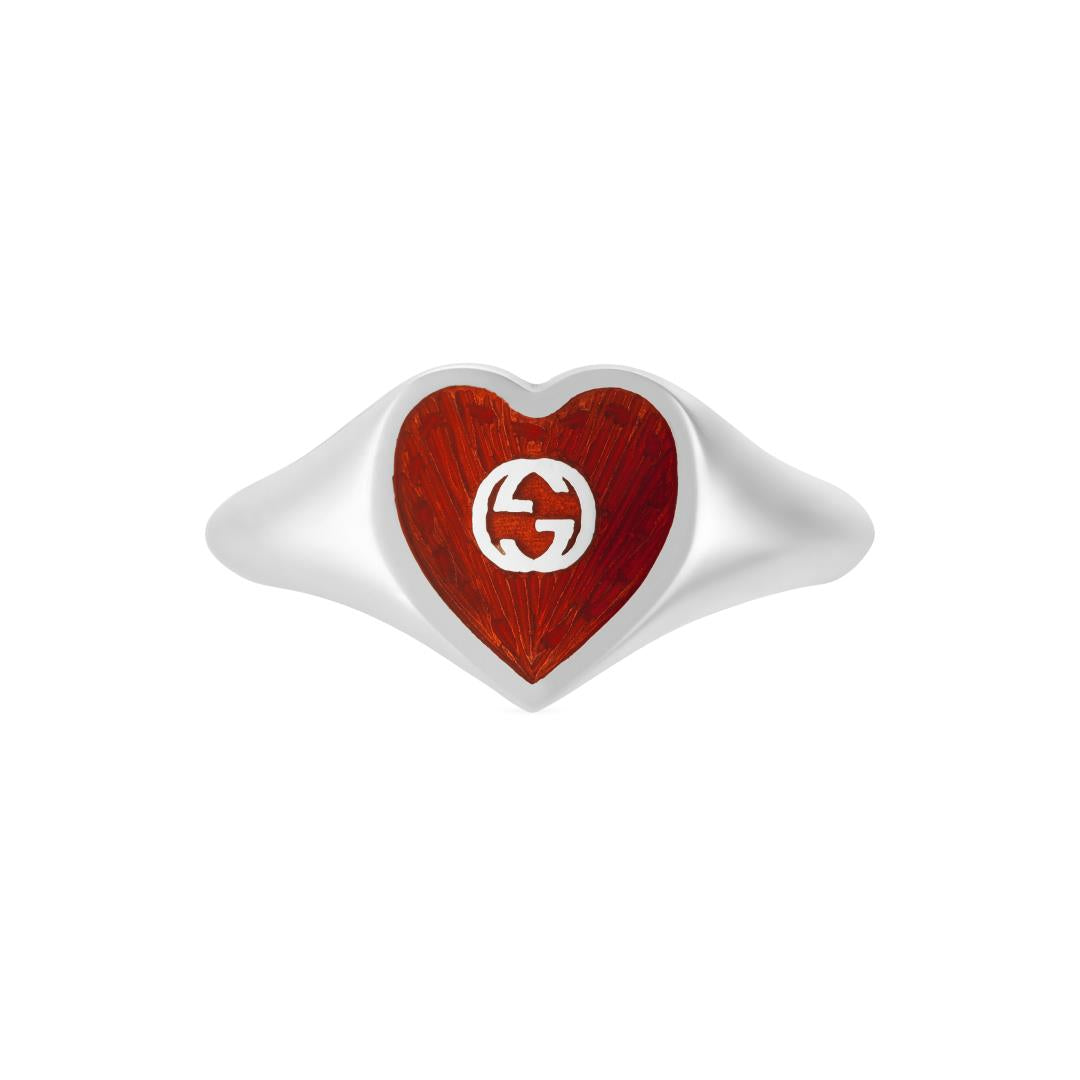 Gucci Red Enamel Heart Ring