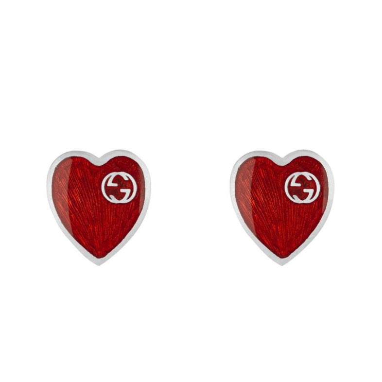 Gucci Red Enamel Heart Earrings