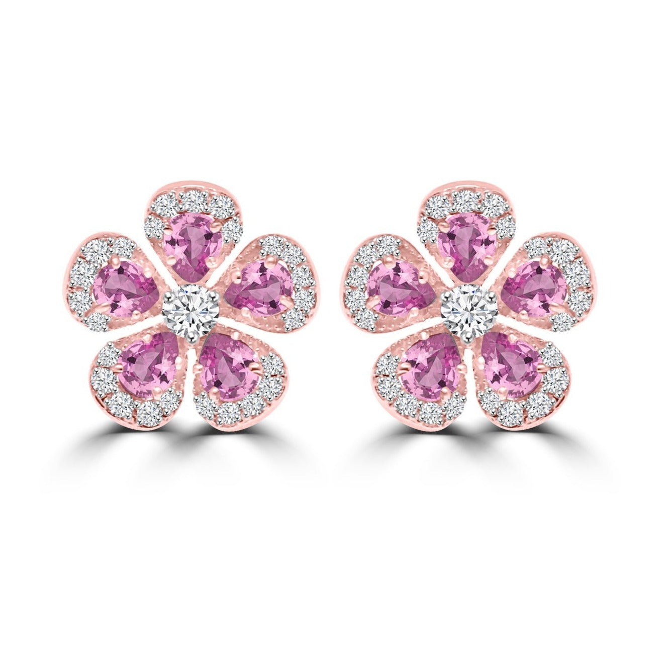 Vivaan 'Camomile' Pink Sapphire And Diamond Earrings