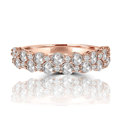 Vivaan 14k Rose Gold 'Uniqua' Rose Cut Diamond Ring