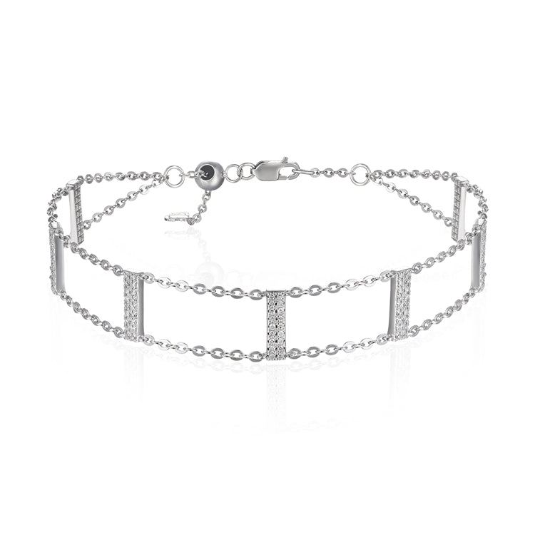 Luvente 14k White Gold Diamond Ladder Bracelet