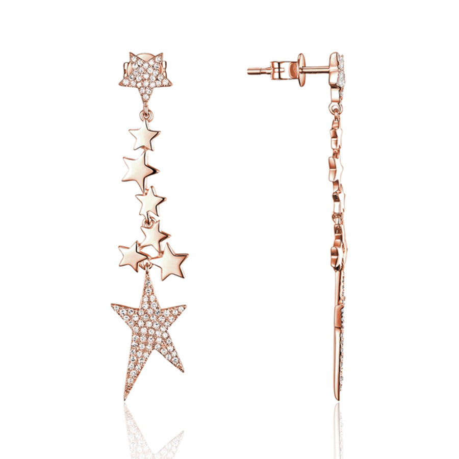 Luvente 14k Gold Diamond Star Drop Earrings