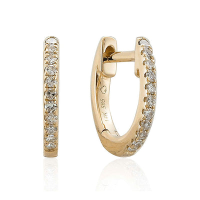 Luvente 14k Gold Diamond Mini Huggy Earrings-.09ctw