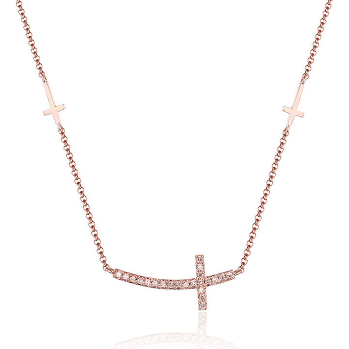Luvente 14k Gold Sideways Cross Necklace
