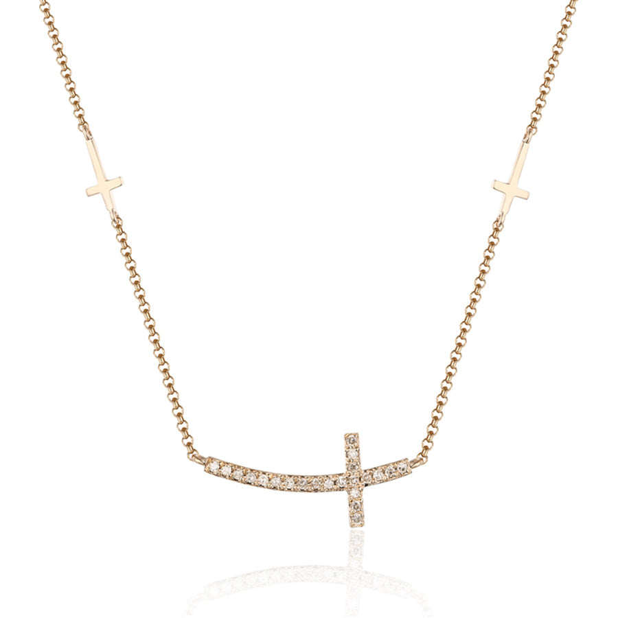Amazon.com: 14K Rose Gold Dainty Sideways Cross Necklace - Solid Rose Gold  and Genuine Diamond Cross Necklace - Simple Diamond Sideway Cross Layering  Necklace : Handmade Products
