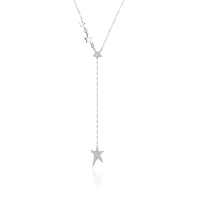 Luvente 14k White Gold Diamond Star Lariat Necklace
