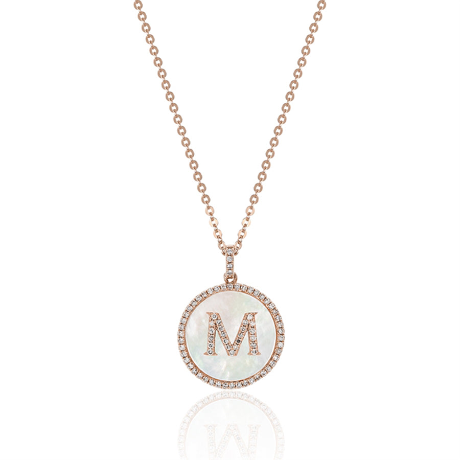 Luvente 14k Rose Gold Diamond & MOP Initial Necklace
