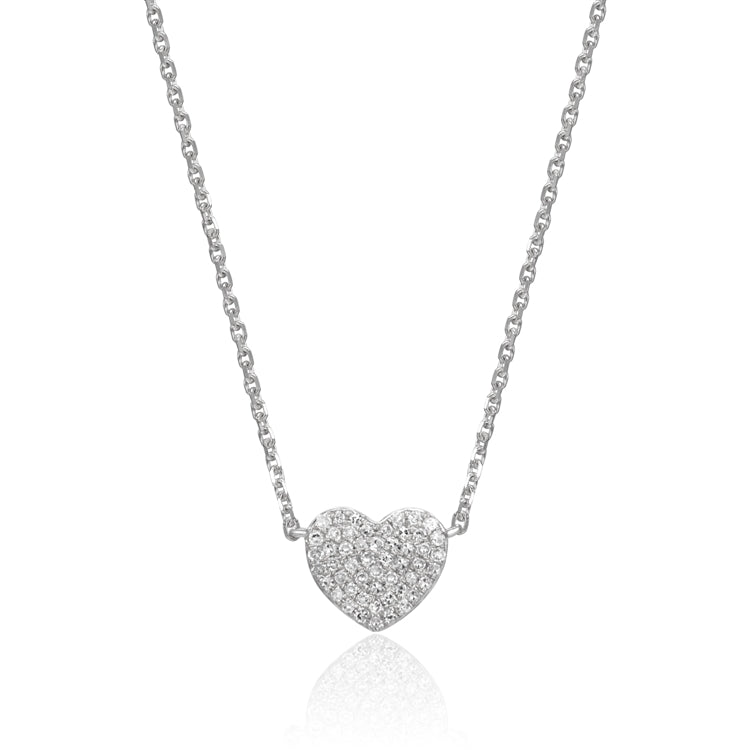 Luvente 14k White Gold Diamond Heart Necklace