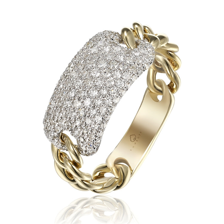 Luvente 14k Gold Diamond Curb Link Ring