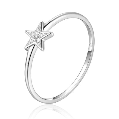 Luvente 14k White Gold Diamond Star Ring