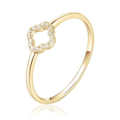 Luvente 14k Gold Diamond Clover Ring