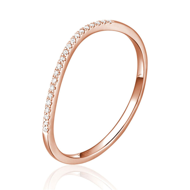 Luvente 14k Gold Thin Diamond Curved Stackable Ring