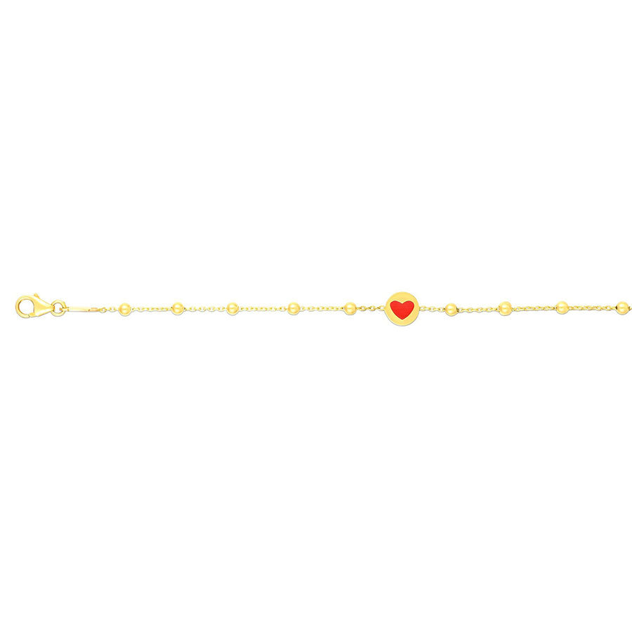 Kravit 14k Yellow Gold Enamel Heart Bracelet
