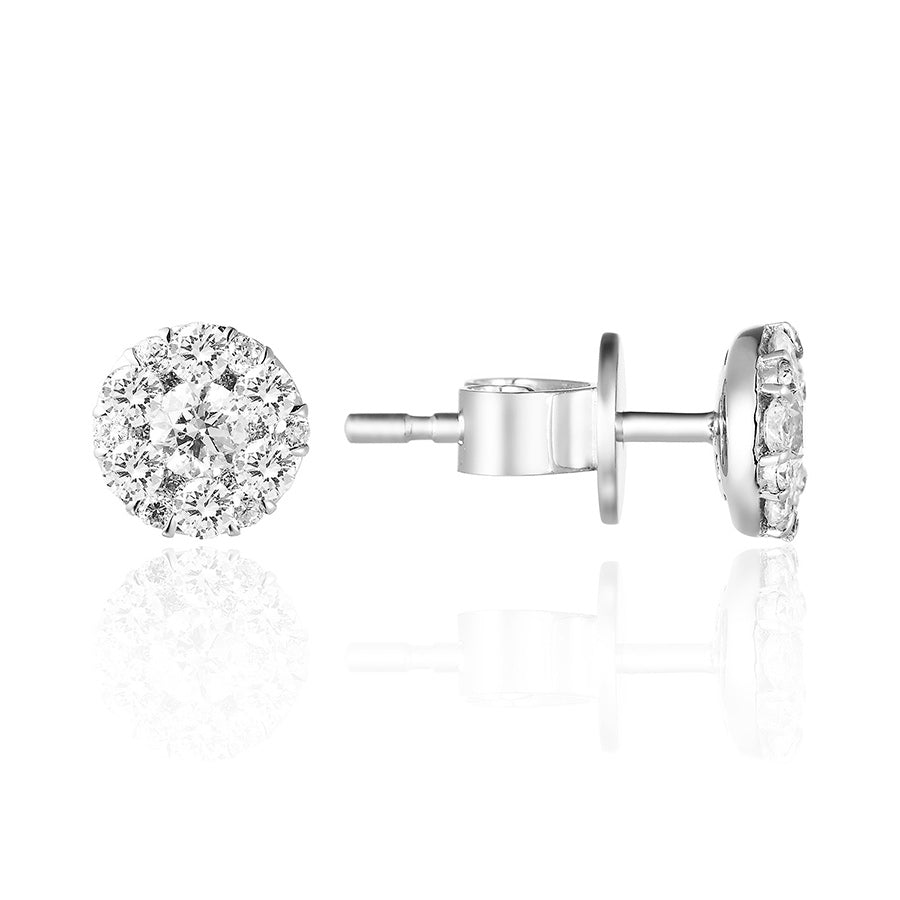 Luvente 14k White Gold Diamond Cluster Earrings