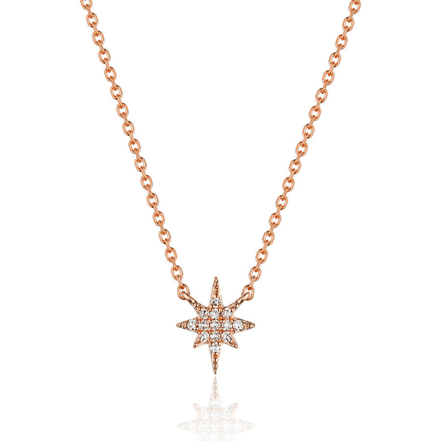 Luvente 14k Gold Diamond Starburst Necklace