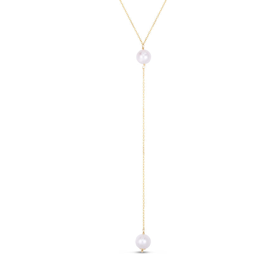 Kravit 14k Gold Pearl Lariat Necklace