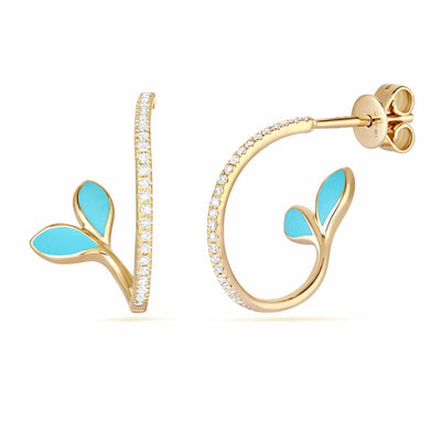 Luvente 14k Gold Diamond & Enamel Floral Earrings