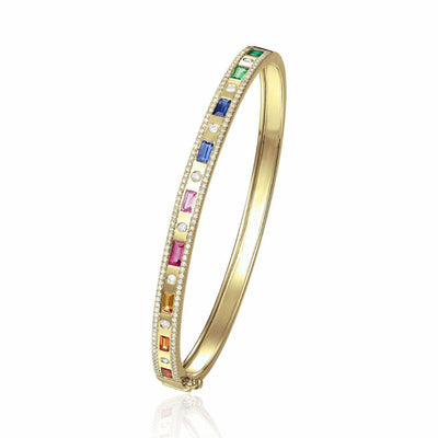 Luvente 14k Gold Rainbow Gemstone Bangle