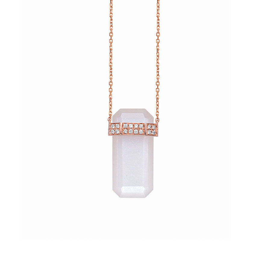 Idayne 14k Rose Gold Clear Quartz Crystal Necklace