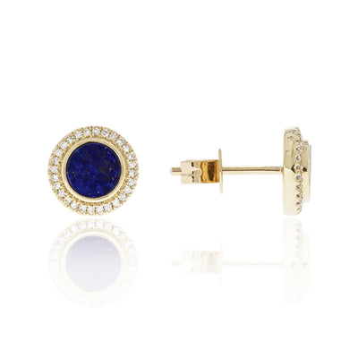 Luvente 14k Yellow Gold Diamond & Lapis Earrings